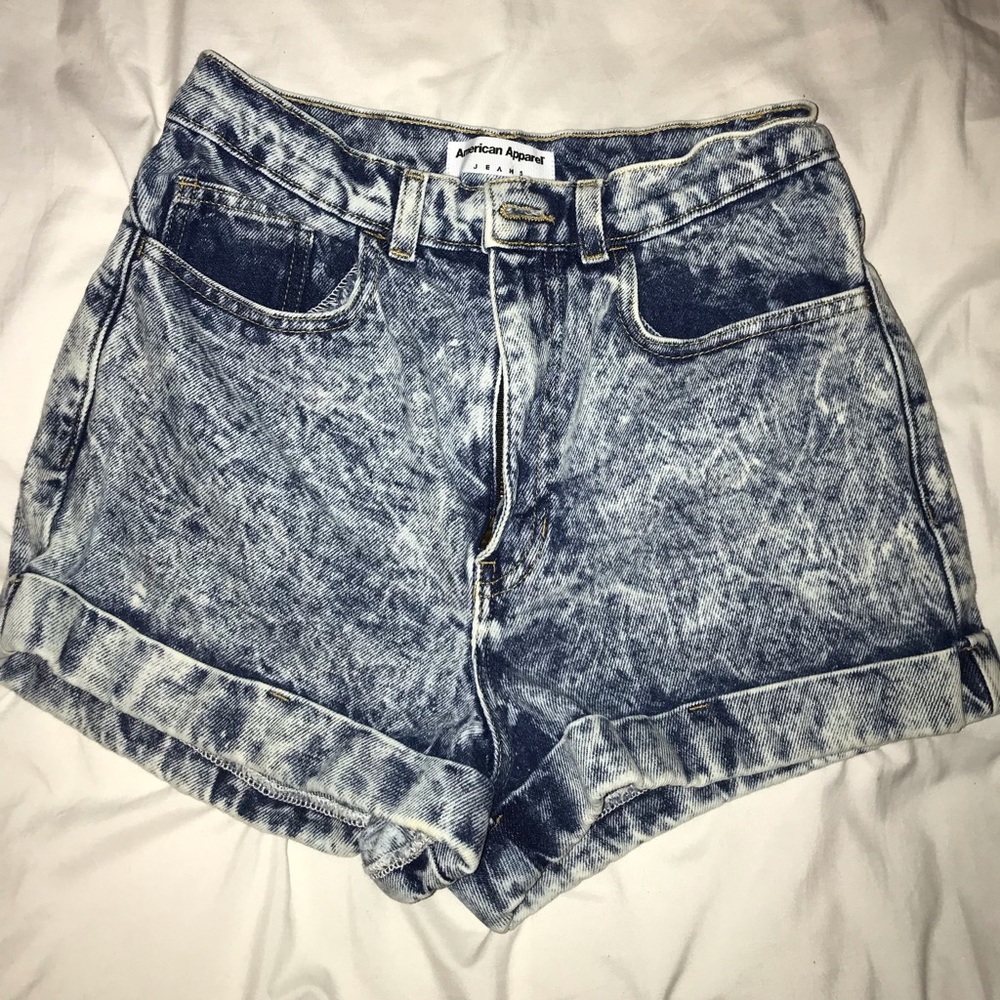 Denim acid wash shorts